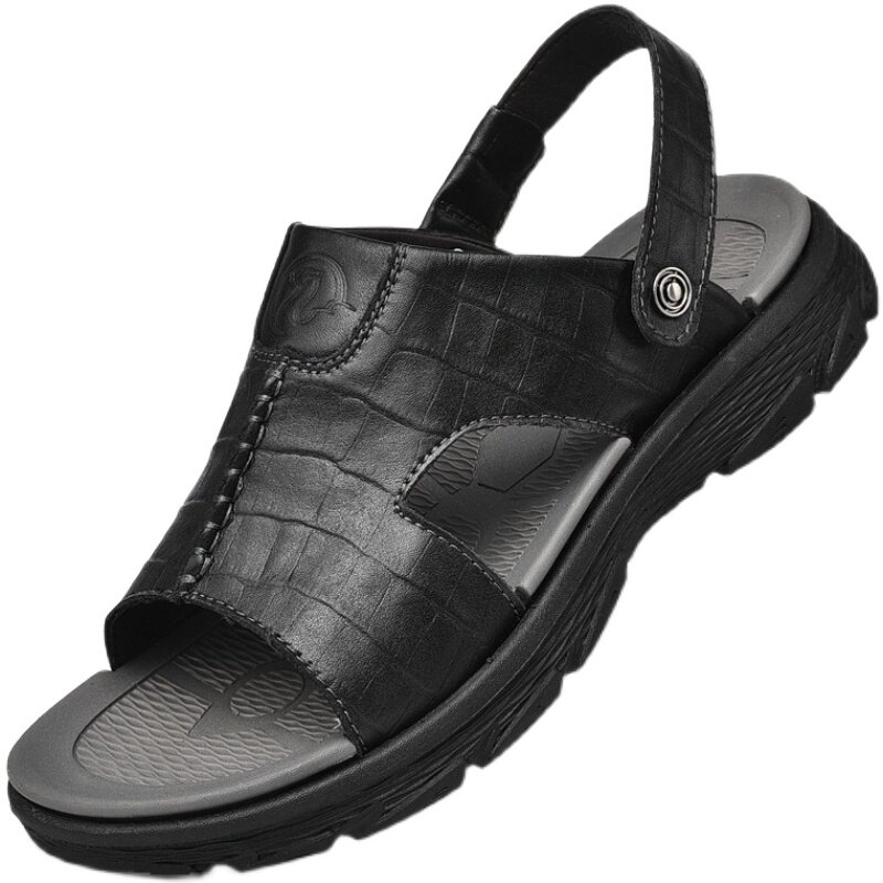 SANDALS MENS SUMMER LEATHER SOFT-SOLED NON-SLIP BEACH SHOES 2022 NEW TRENDY PLUS SIZE CASUAL OUTDOOR WEAR DUAL-PURPOSE SANDALS