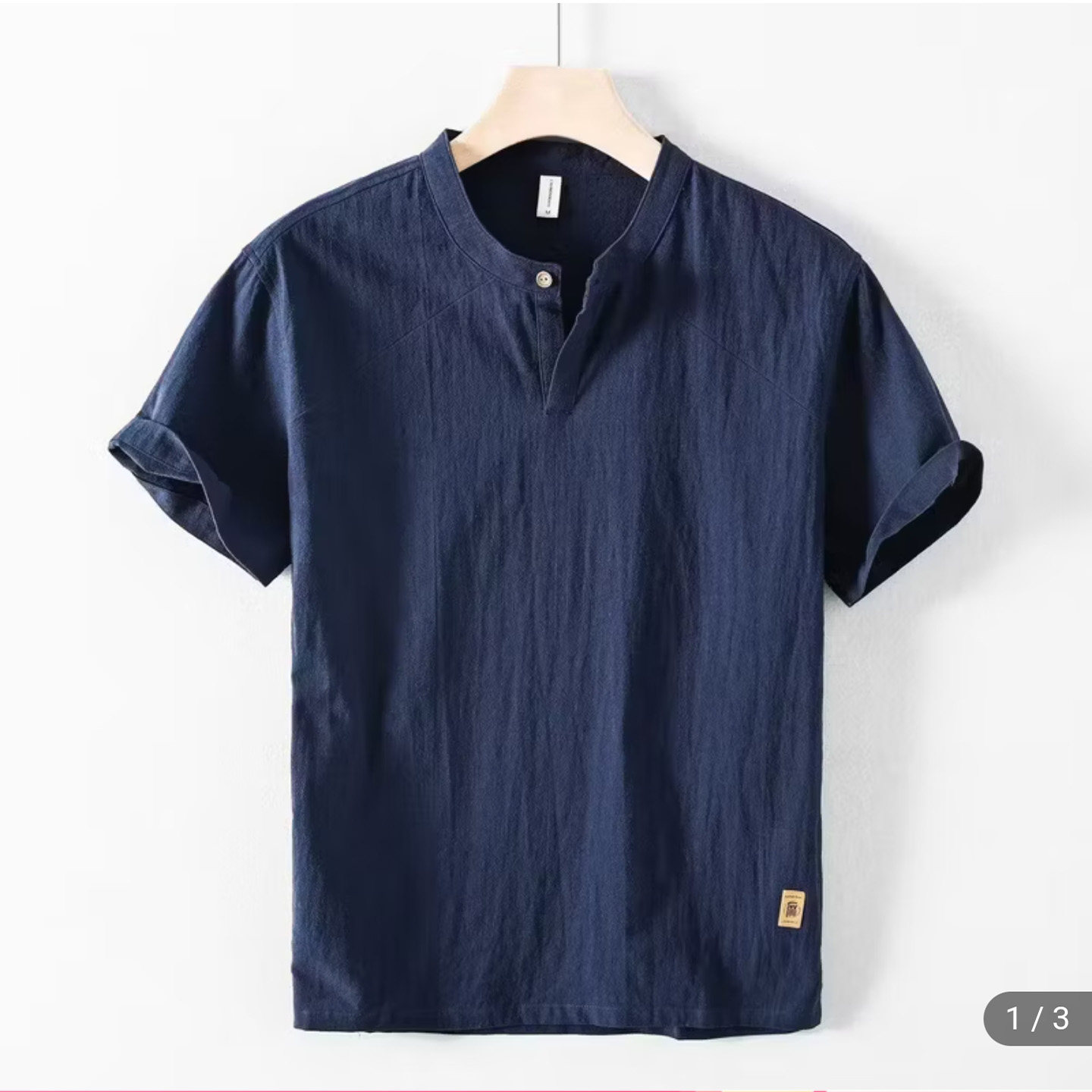 罗鸣老人品牌男装夏季立领男士棉麻短袖衬衫新中式短袖男宽松上衣