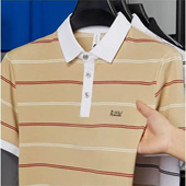 男士 POLO衫 夏季 时尚 体恤潮 宏嫩品质男装 半袖 2026高档条纹翻领短袖