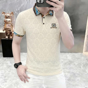 点击率男装专卖店高档刺绣POLO衫短袖男夏季薄款冰丝透气休闲T恤