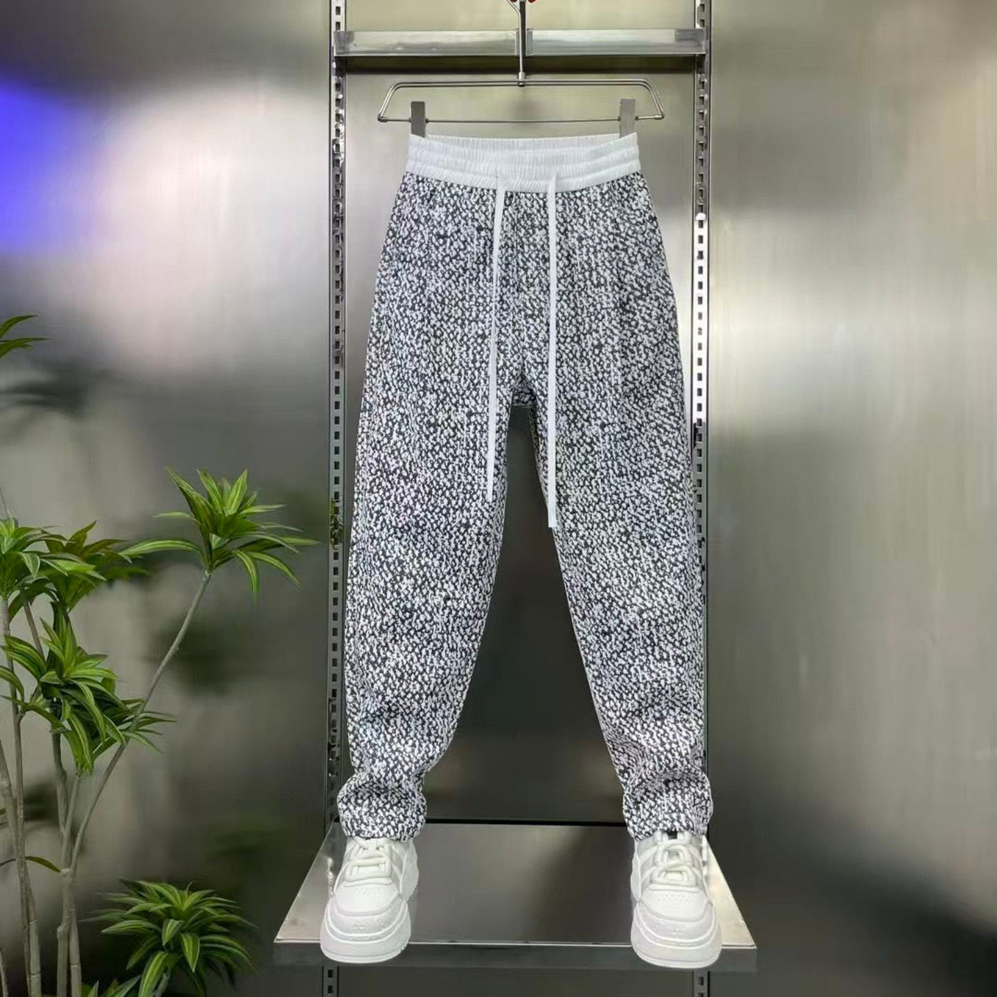 雪溪品质男装2026新款春夏针织提花裤简约老钱风男裤男士休闲裤子