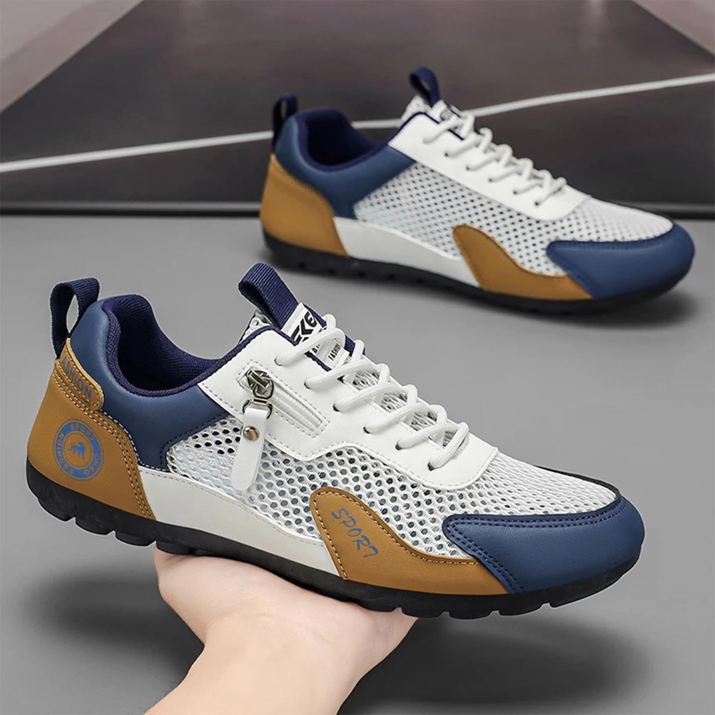 福建晋江品牌男鞋帕拉鞋男款2026新款夏季透气网面休闲鞋男士板鞋