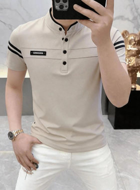 天骏优选百货男装夏季新款POLO衫男士修身立领短袖上衣潮流打底衫