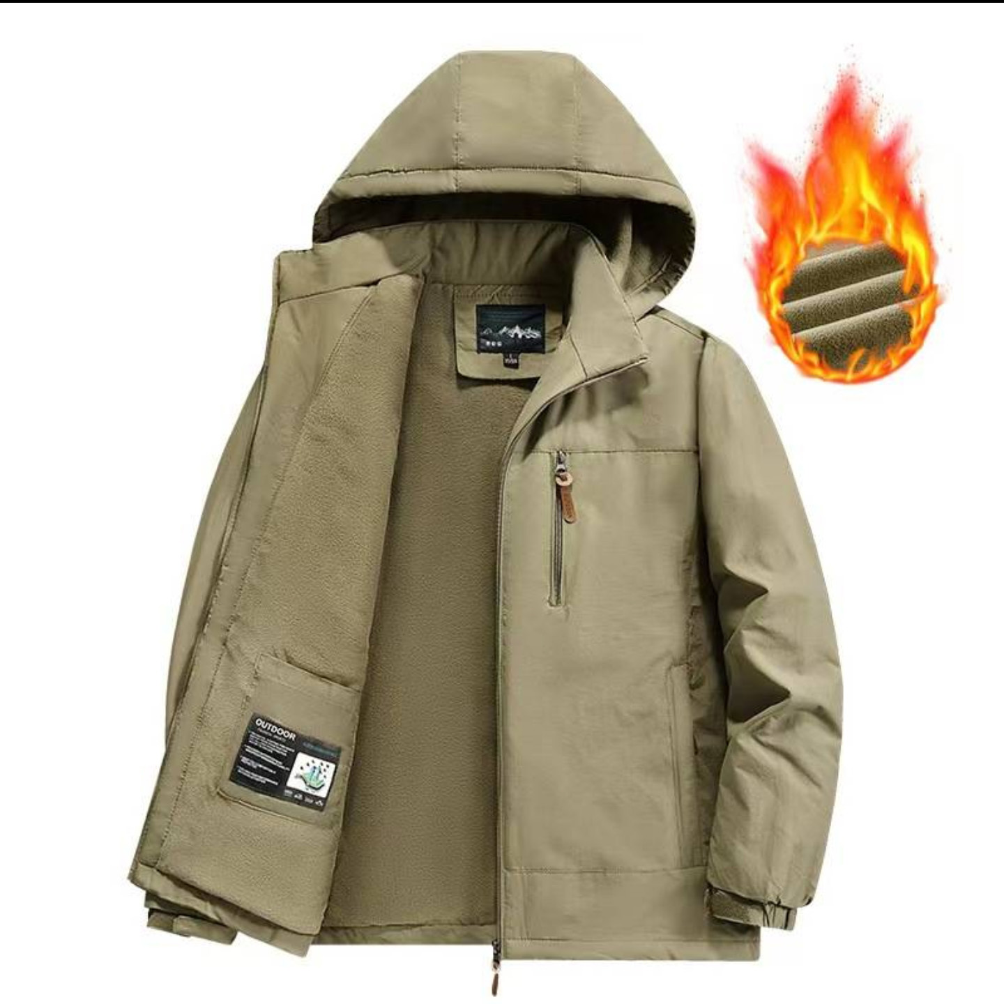 玟若百货男装加绒加厚夹克男士茄克棉服宽松立领冲锋衣秋冬季外套