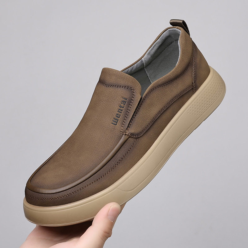 帕拉鞋男款2026新款头层牛皮男鞋男士一脚蹬休闲皮鞋软底防滑板鞋
