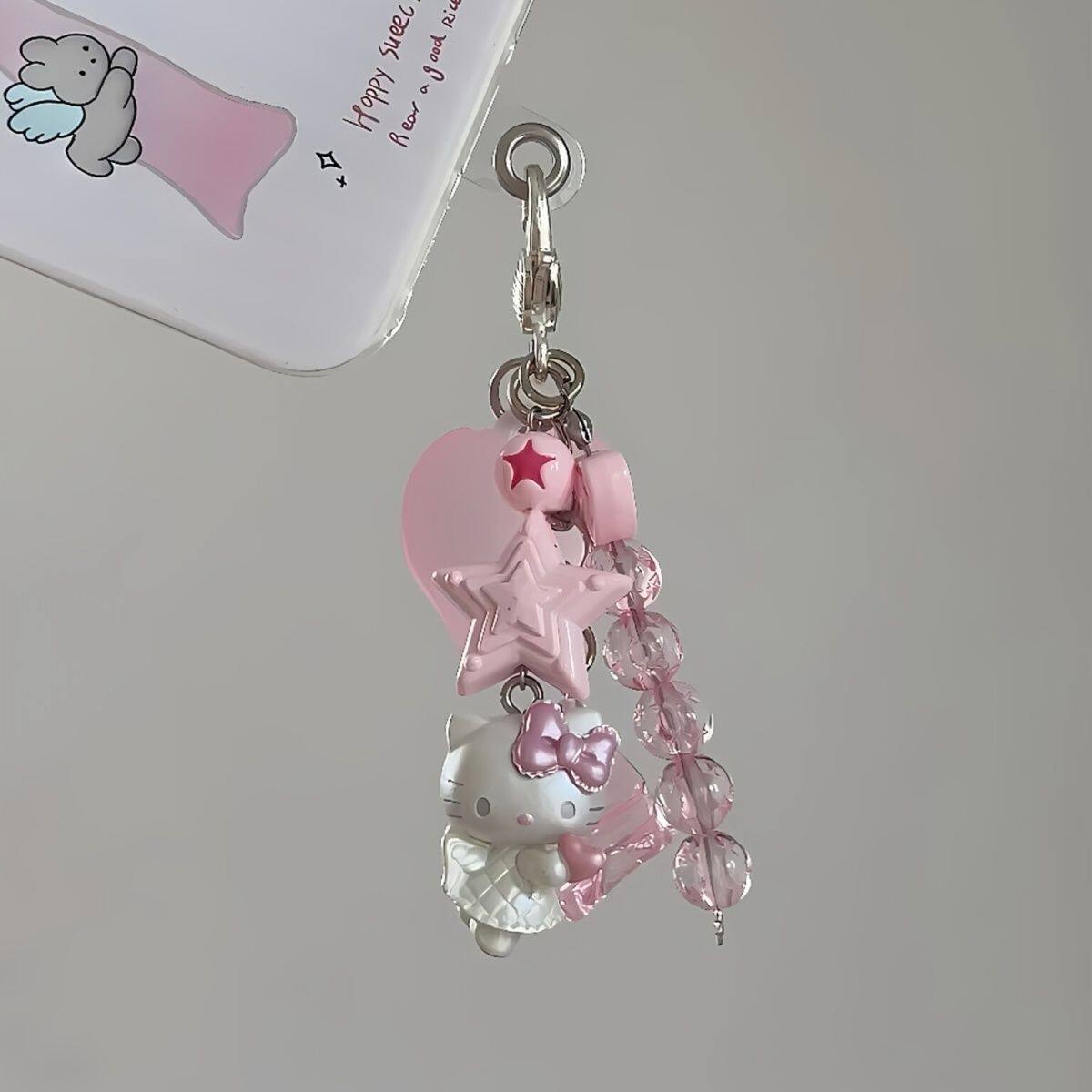 thumbnail for Original Demon & Angel Girl Heart Cute Mobile Phone Pendant Kt Cat Jewelry Camera Bag Charm Keychain