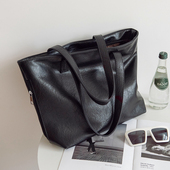 休闲单肩包女2023新款 原创上班上课通勤软皮包大容量简约托特大包