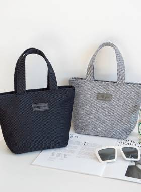 麻布纹手提包2025新款女包日系简约化妆包迷你小布包休闲手拎小包