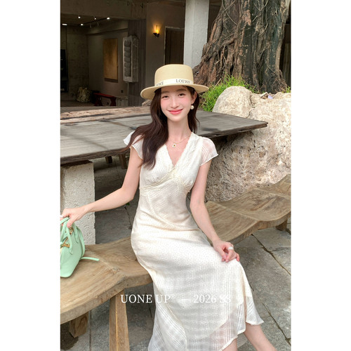 MZZ法式云纱蕾丝显瘦连衣裙女夏