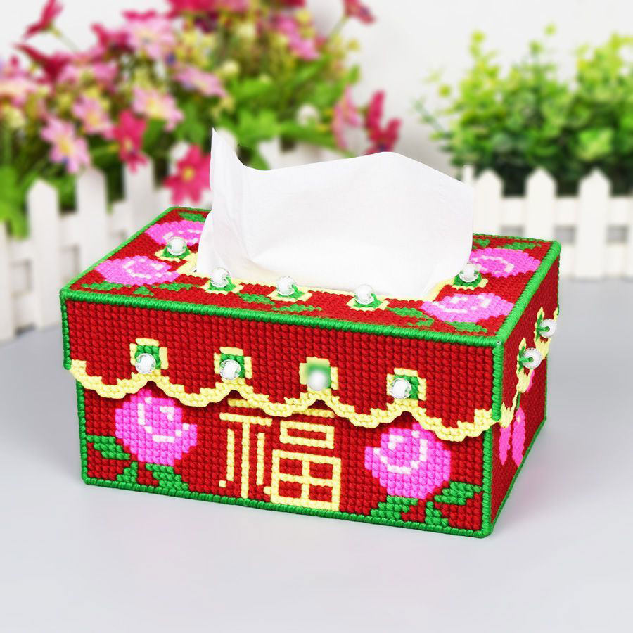 立体十字绣抽纸盒材料包