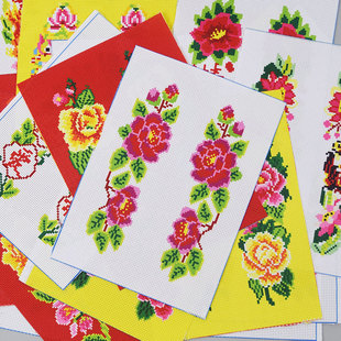 垫大码 不掉色绣花布11CT中格十字绣鞋 DIY鞋 手工印花 垫格子布新款