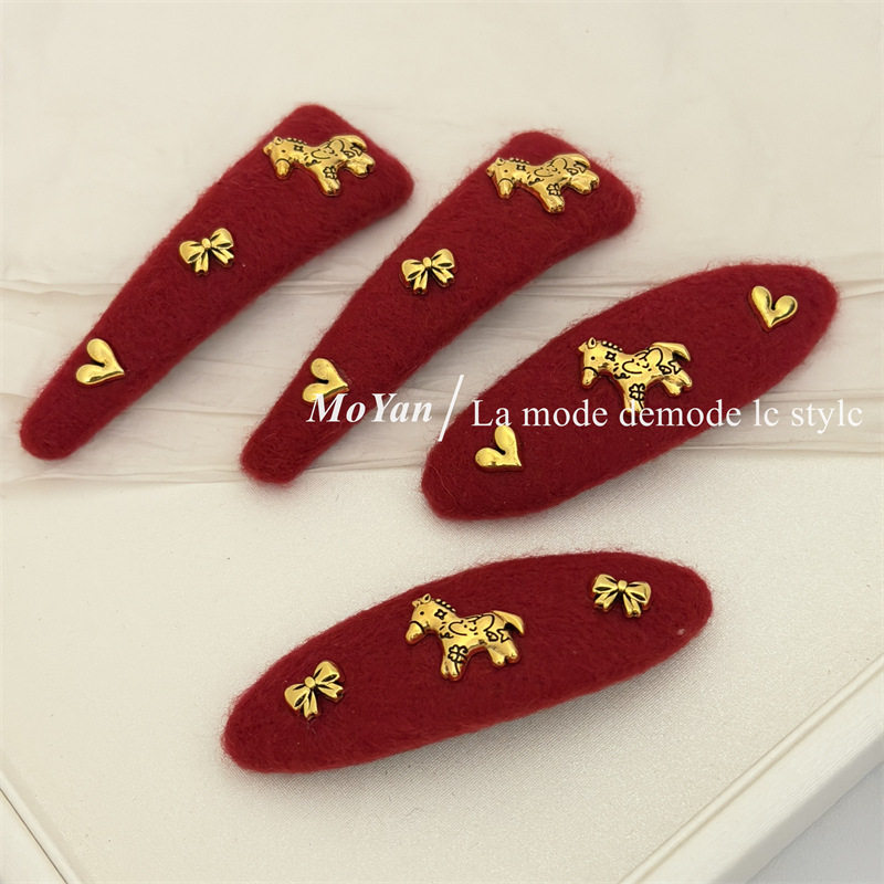 新款红色毛绒发夹甜美新年蝴蝶结发卡高级感马年侧边夹刘海bb夹子,饰品/流行首饰/时尚饰品新,民族风发饰,淘宝优惠券,粉丝福利购,淘宝优惠卷