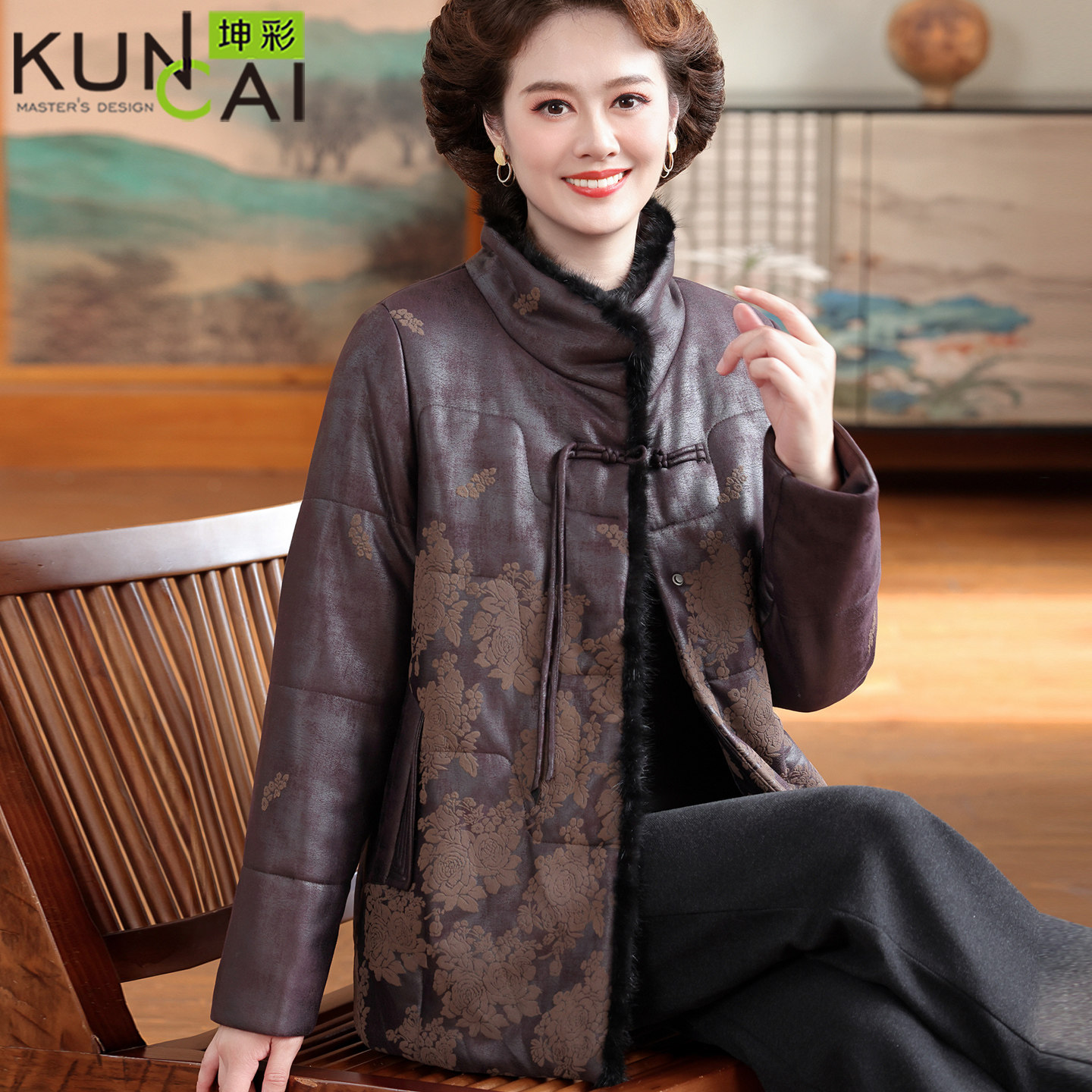 水貂绒大衣女2025冬季新款洋气妈妈棉服中老年人加厚保暖棉袄外套