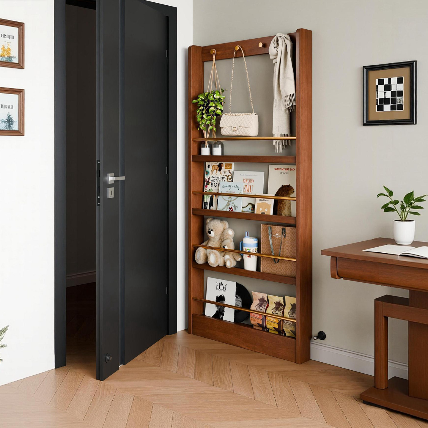 超薄门后书架多层收纳架