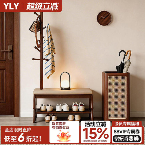 圣诞树造型换鞋凳挂衣架一体