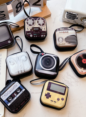 复古创意耳机收纳包恶搞铁盒数据线充电器迷你零钱钥匙收纳盒防摔