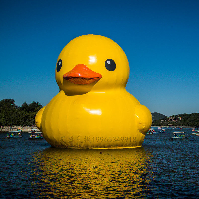 网红充气水上闭气大黄鸭大白鹅气模定制大型景点户外漂浮卡通气模