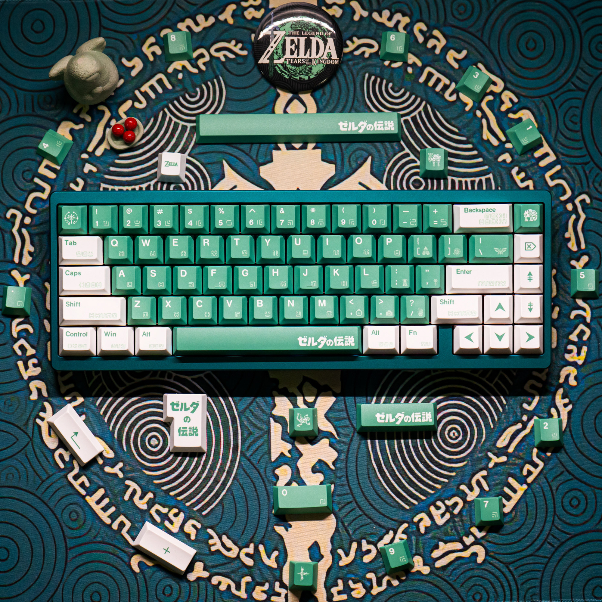 梦键希卡键帽塞尔达传说王国之泪绿白配色二次元游戏周边原厂侧刻