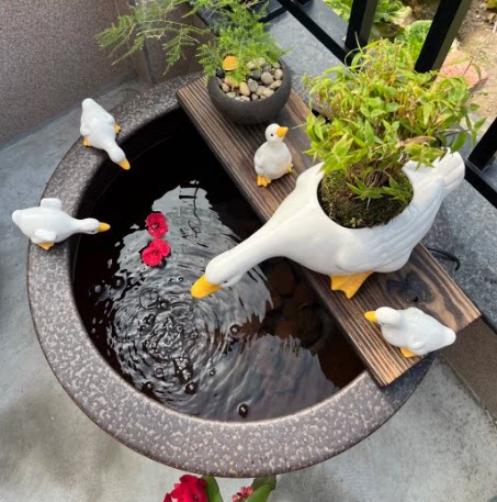 陶瓷小鸭子盆景摆件造景庭院茶宠茶配礼品流水庭院流水摆件工艺品