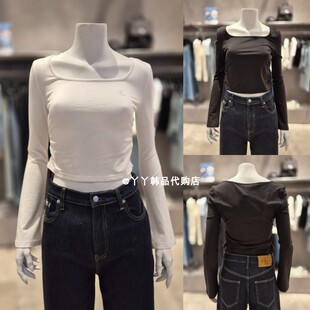 CK JEANS 韩国正品直邮代购25春J225097女士时尚修身长袖休闲T恤