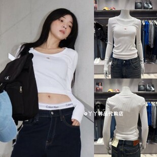 CK JEANS 韩国正品直邮代购25秋47D218G女士时尚长袖圆领休闲T恤