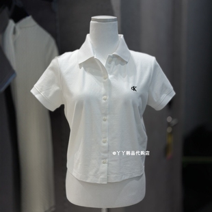 CK JEANS 韩国正品直邮代购26夏47G216G女士时尚翻领短袖开襟T恤