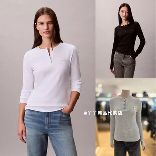 CK JEANS 韩国正品直邮代购25秋47E201G女士时尚圆领长袖休闲T恤