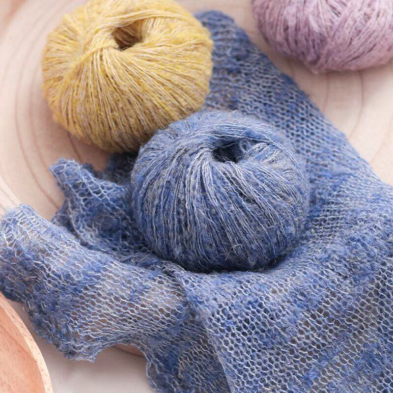 新品春夏云朵羊驼马海毛棉镂空疙瘩线圈圈球球织防晒短袖毛线团