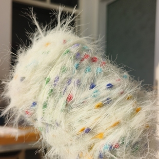 加长长毛皮草线豆豆彩虹豆毛线织围巾帽子毛衣钩织包包教程毛线团