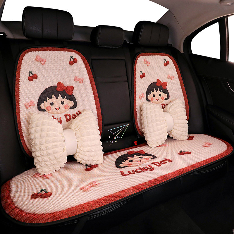 汽车坐垫2026新款卡通四季通用秋冬季网红座垫可爱半包座椅套座套