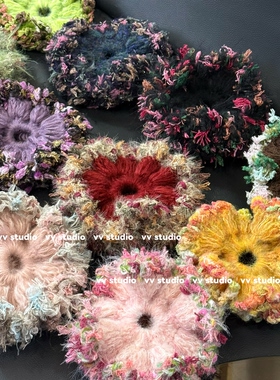 纯手工钩织发圈毛绒大肠发圈女温柔气质发饰头饰森系仙美高级感