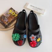 装 芭蕾洞洞鞋 花配件diy可拆卸玛丽珍沙滩鞋 扣清新花朵DIY鞋 饰扣 鞋