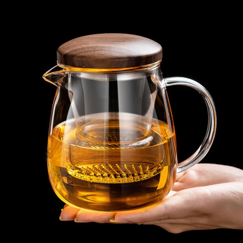 玻璃杯茶水分离带盖加厚耐热