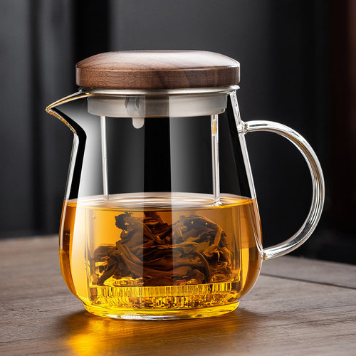 玻璃杯茶水分离带盖加厚耐热