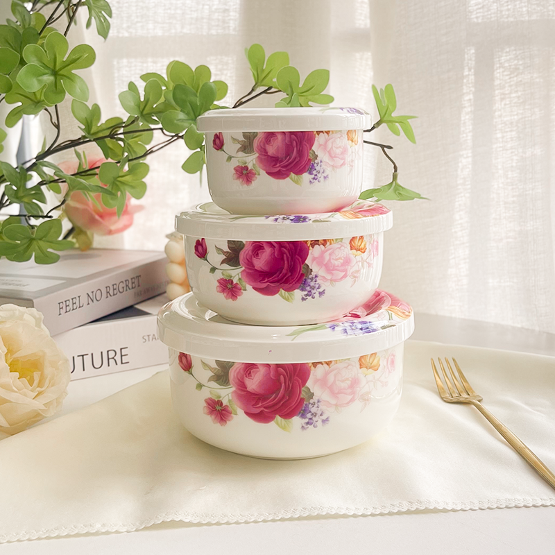 唐山正品骨瓷带盖碗可微波