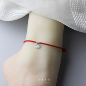 平安是福s999足银平安锁脚链新款 本命年吊坠情侣男女红绳脚饰手链