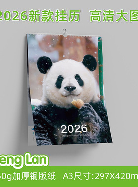 大熊猫国宝萌兰福宝花花么么儿台历挂历周历2026马年周边新年礼物