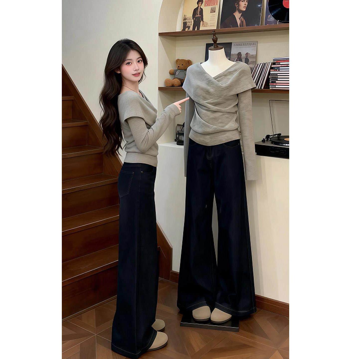 ootd上衣女2026搭两件一整套穿套装超火感韩系松弛春装阔腿裤chic