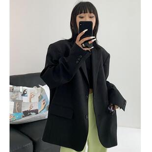 韩版女原版】上衣西服套装小个子新款尺寸黑色感【外套西装宽松