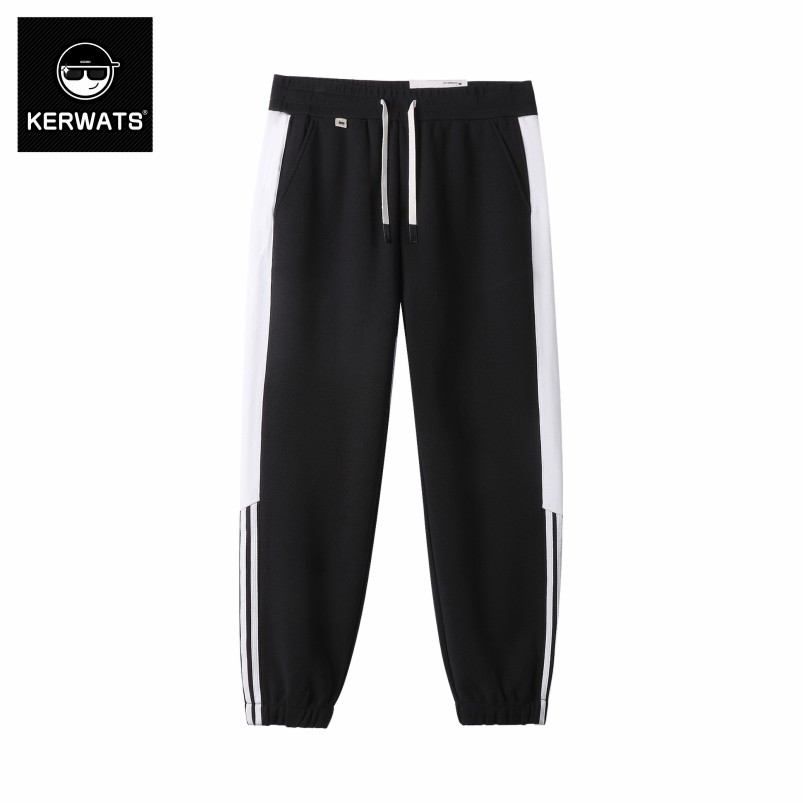 拼色束脚裤大码百搭长裤男士重磅