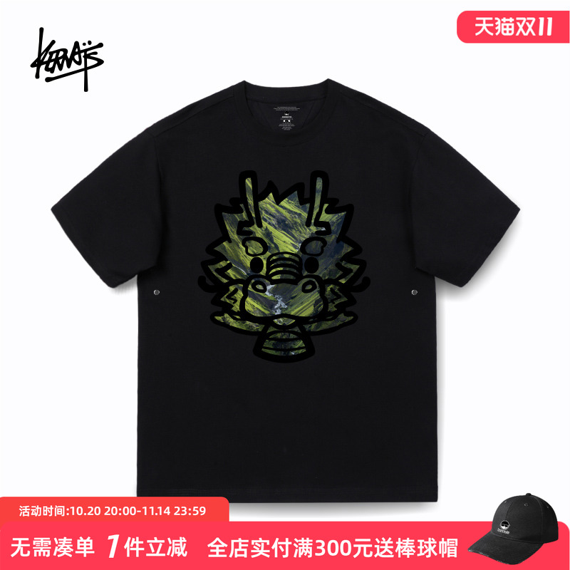 无性别嘻哈短袖印花重磅图案男女