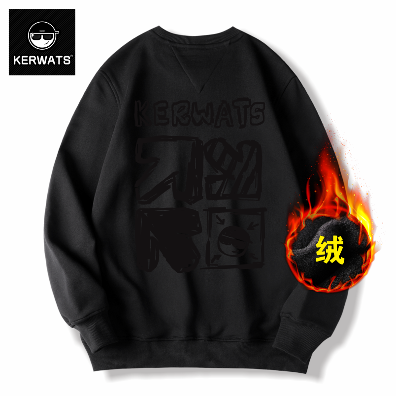 无性别卫衣加绒大码印花情侣