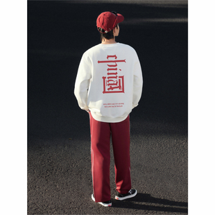 KERWATS品牌China中国文字印花国潮风休闲风春秋纯棉圆领卫衣男女