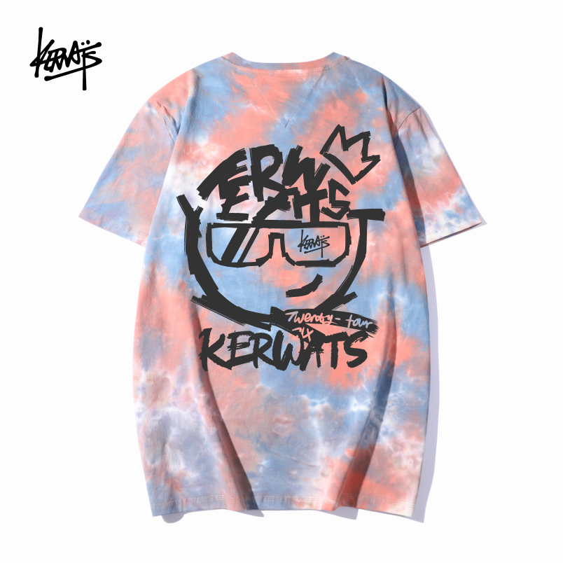 扎染无性别加肥加大短袖圆领印花