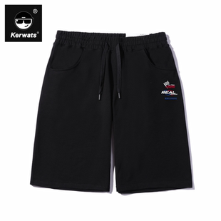 KERWATS可维特斯品牌方格旗积印花潮胖男装夏季直筒宽松五分短裤