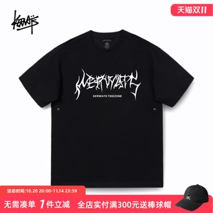 男夏季 百搭打底落肩重磅短袖 潮流闪电英文印花t恤大码 KERWATS韩版