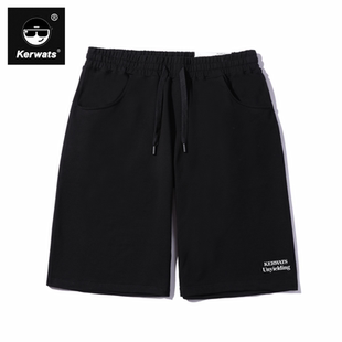 KERWATS可维特斯品牌潮胖大码男装五分裤松紧腰字母印花直筒短裤