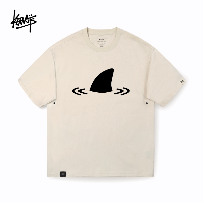 kerwats可维斯品牌大码男女情侣无性别鱼翅印花重磅落肩短袖t恤
