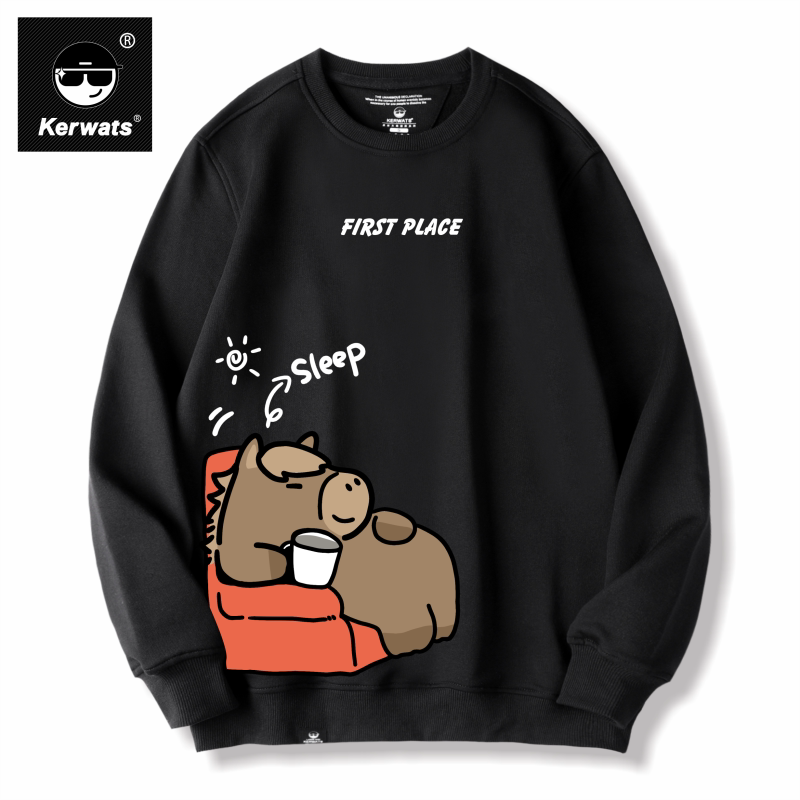 KERWATS品牌大码男女情侣沙发小马印花马年个性潮牌学生圆领卫衣