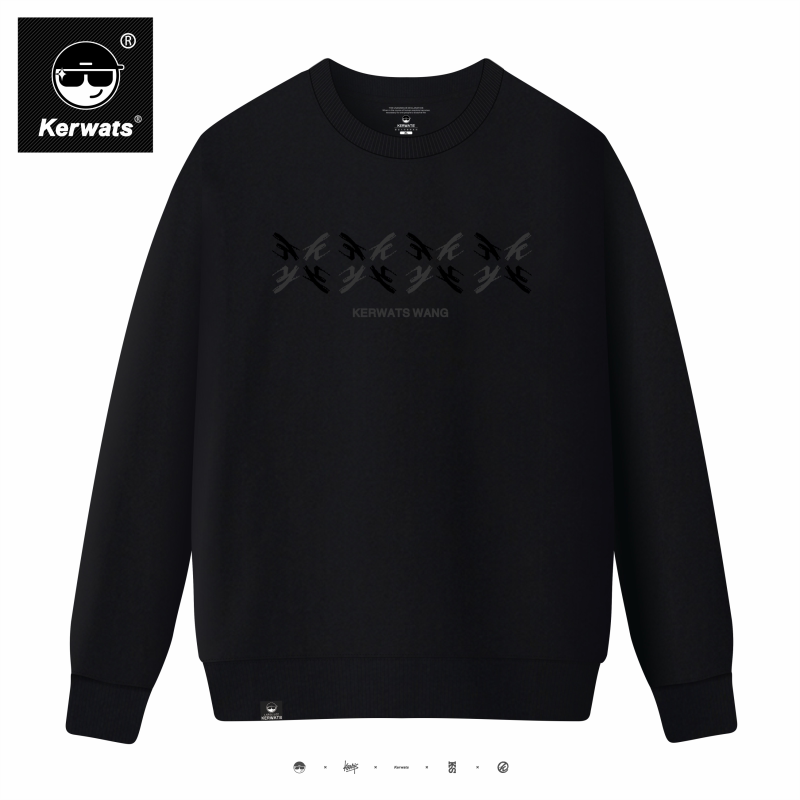 kerwats可维斯品牌大码男女情侣无性别英文组图印花美式落肩卫衣